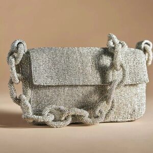 Anthropologie Beaded Silver Chain Purse